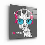 ・"Cool Giraffe"・Glass Wall Art