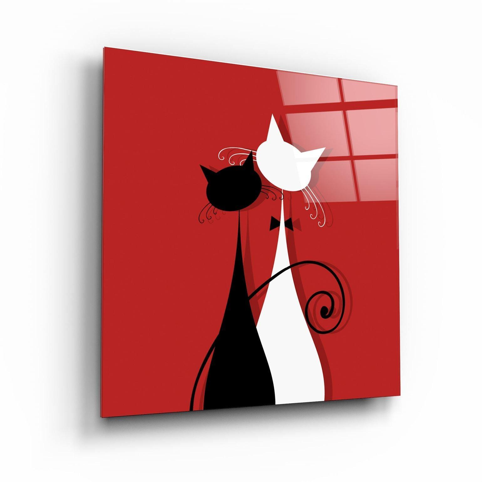 Cats in Love - Glass Wall Art - Artdesigna