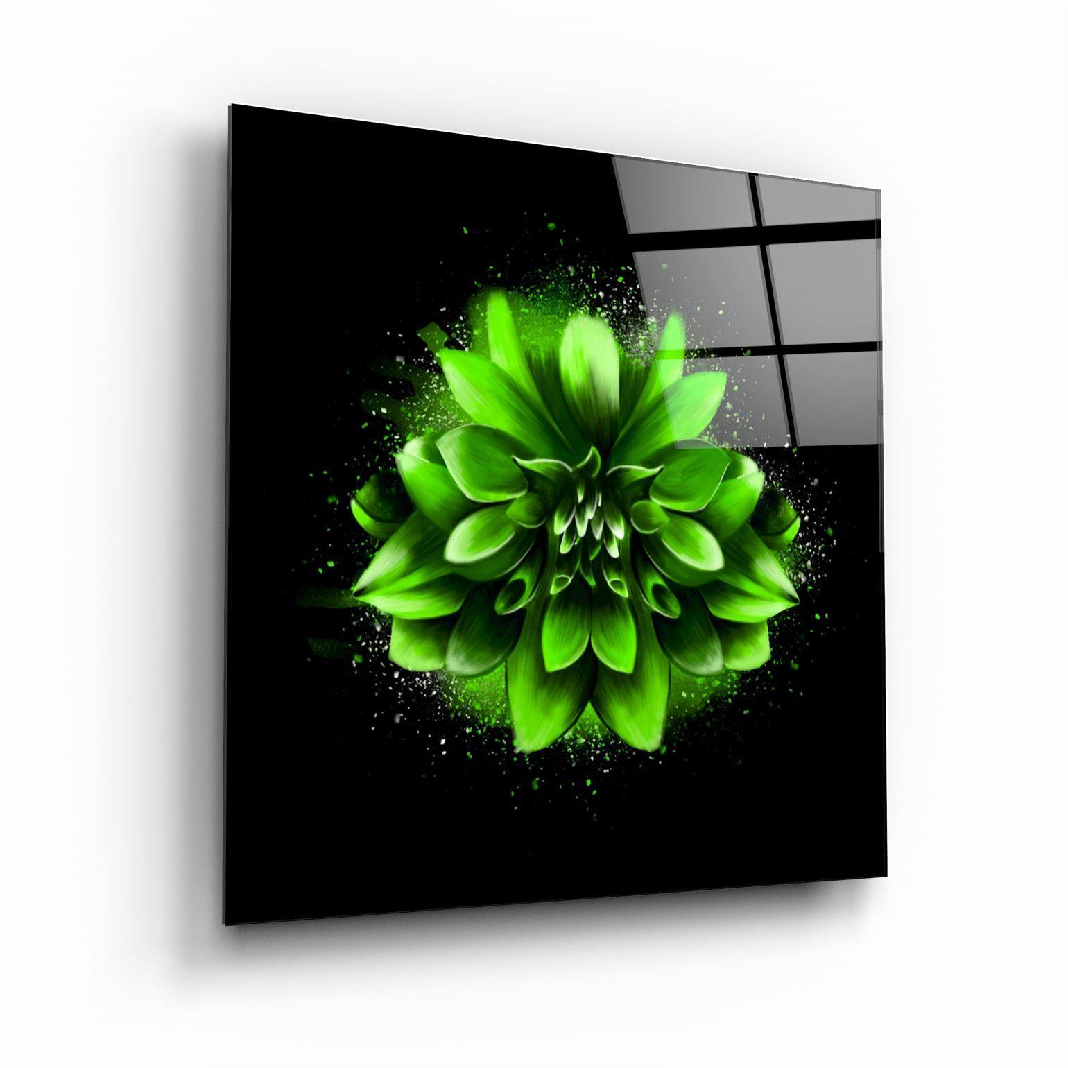 ・"Green Flower"・Glass Wall Art - ArtDesigna Glass Printing Wall Art