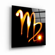 Zodiac Symbols in Black Glass Wall Art - Artdesigna