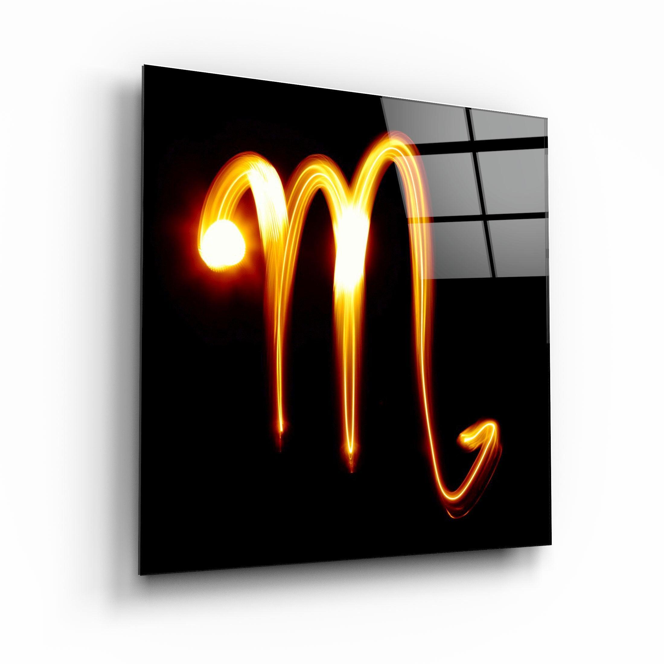 Zodiac Symbols in Black Glass Wall Art - Artdesigna