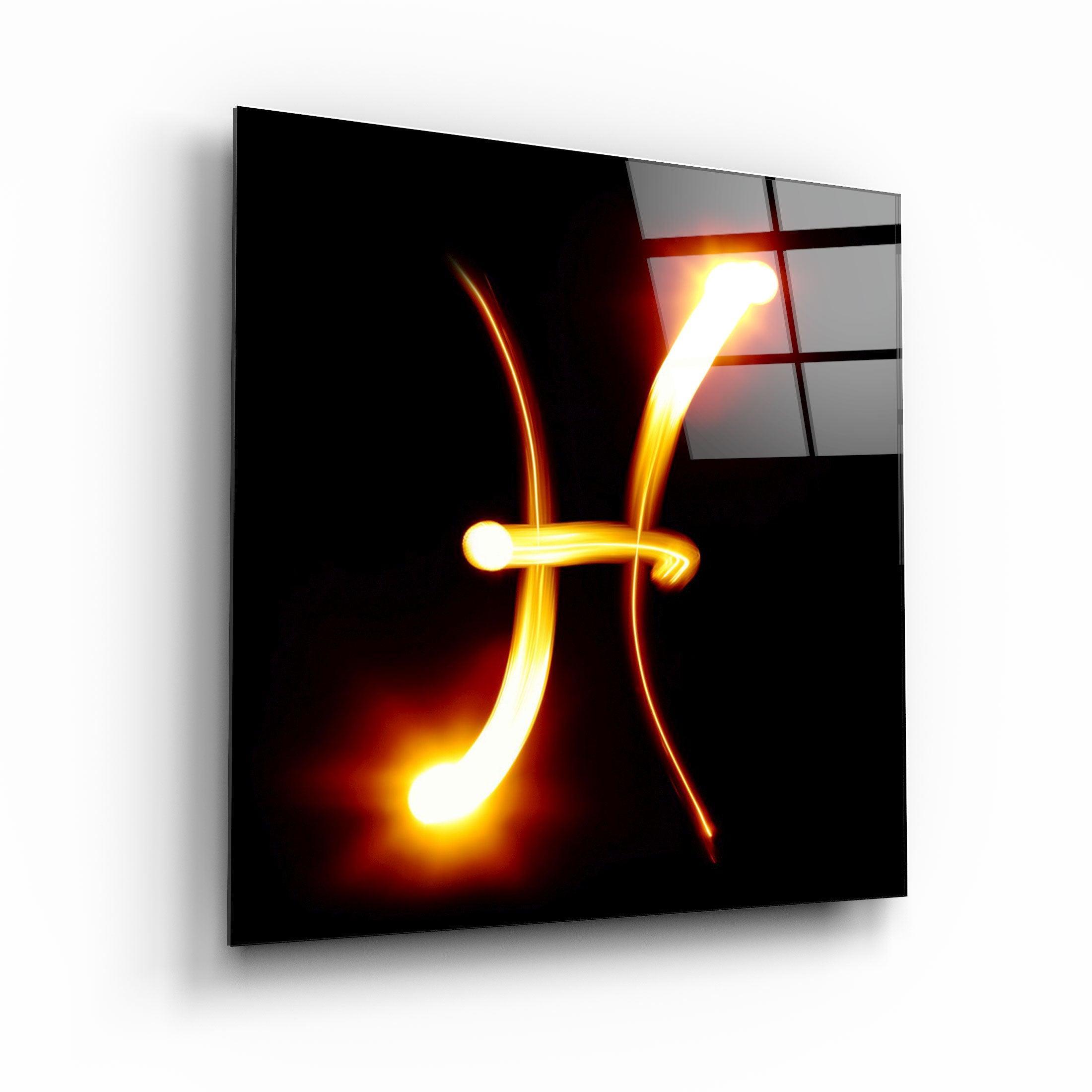 Zodiac Symbols in Black Glass Wall Art - Artdesigna