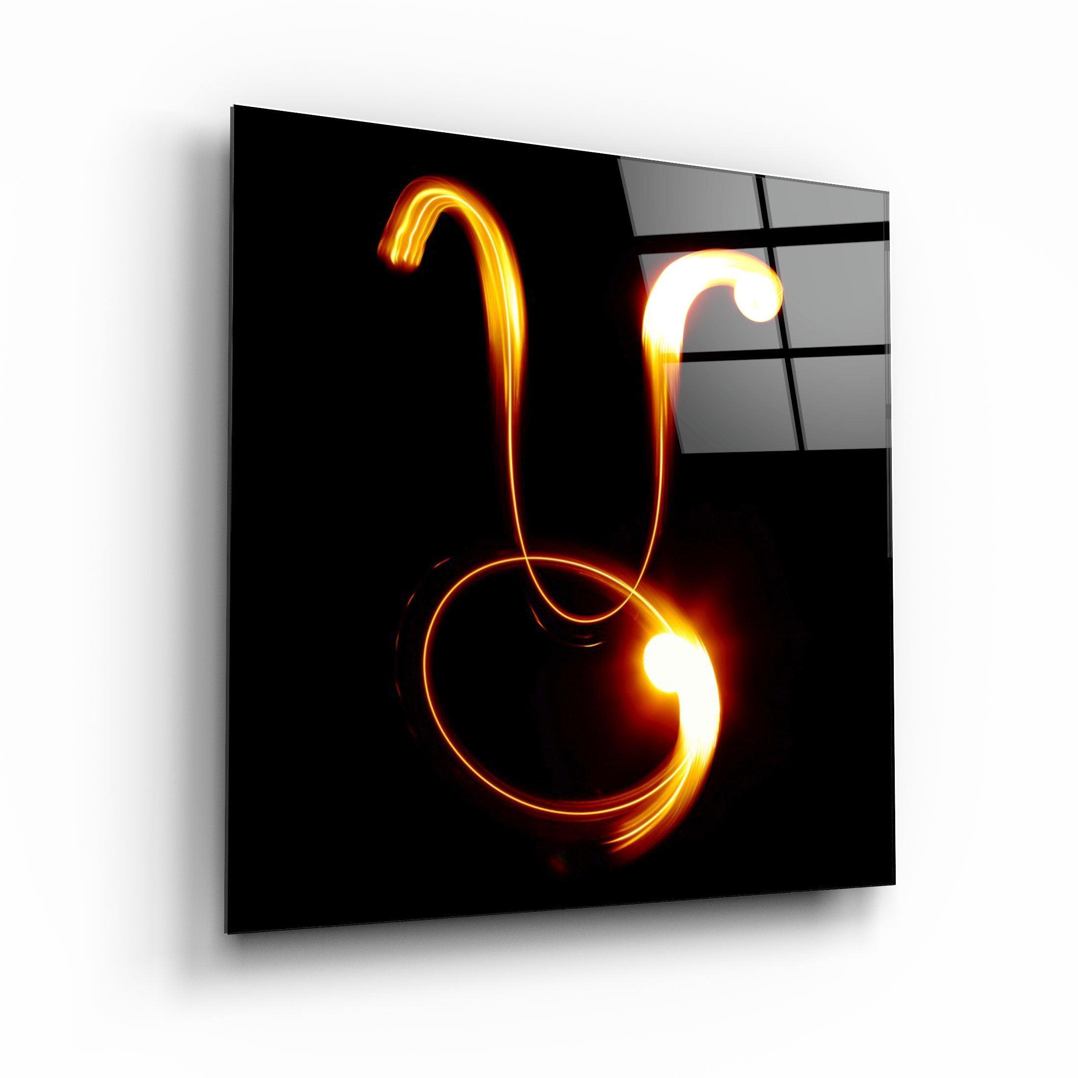 Zodiac Symbols in Black Glass Wall Art - Artdesigna