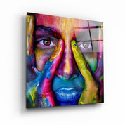 ・"Abstract Colorful Face"・Glass Wall Art - ArtDesigna Glass Printing Wall Art
