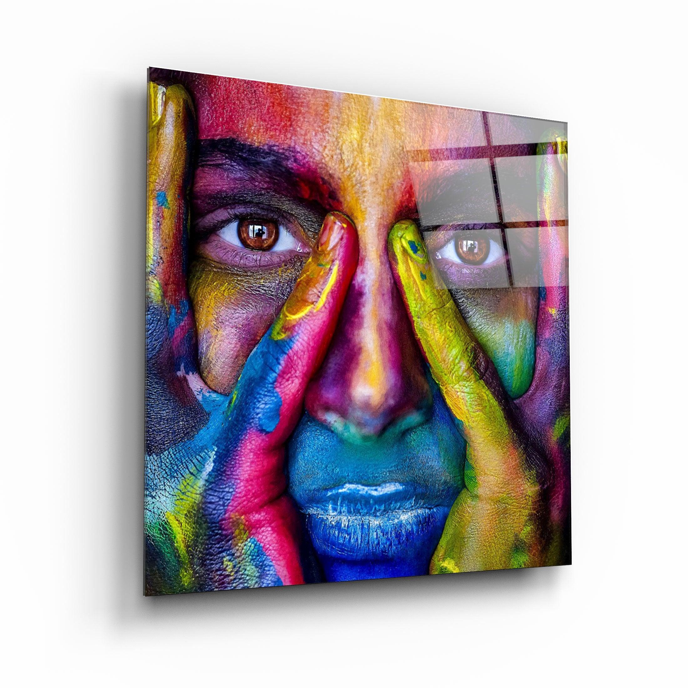 ・"Abstract Colorful Face"・Glass Wall Art - ArtDesigna Glass Printing Wall Art