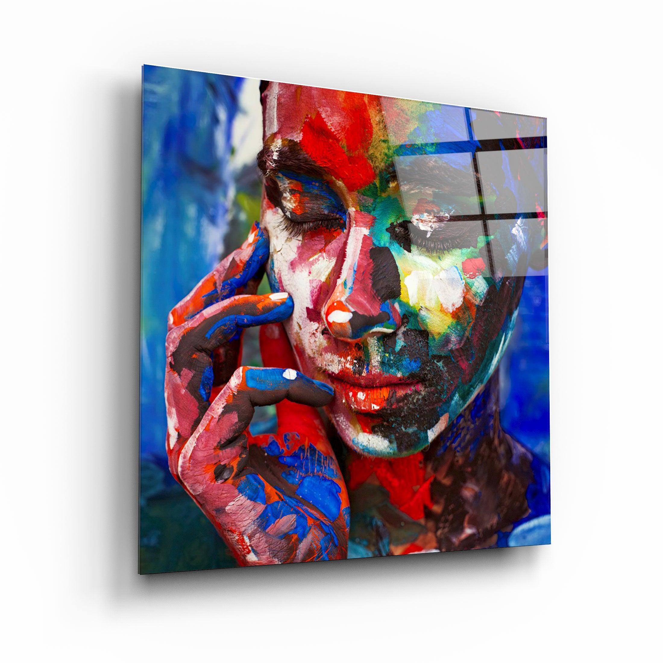 ・"Abstract Colors Woman Portrait"・Glass Wall Art - ArtDesigna Glass Printing Wall Art