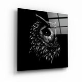 Abstract Black Owl | Glass Wall Art