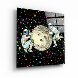 Pushing A Planet | Glass Wall Art