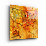 ・"Vintage Map US - Iowa"・Glass Wall Art