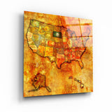 ・"Vintage Map US - South Dakota"・Glass Wall Art