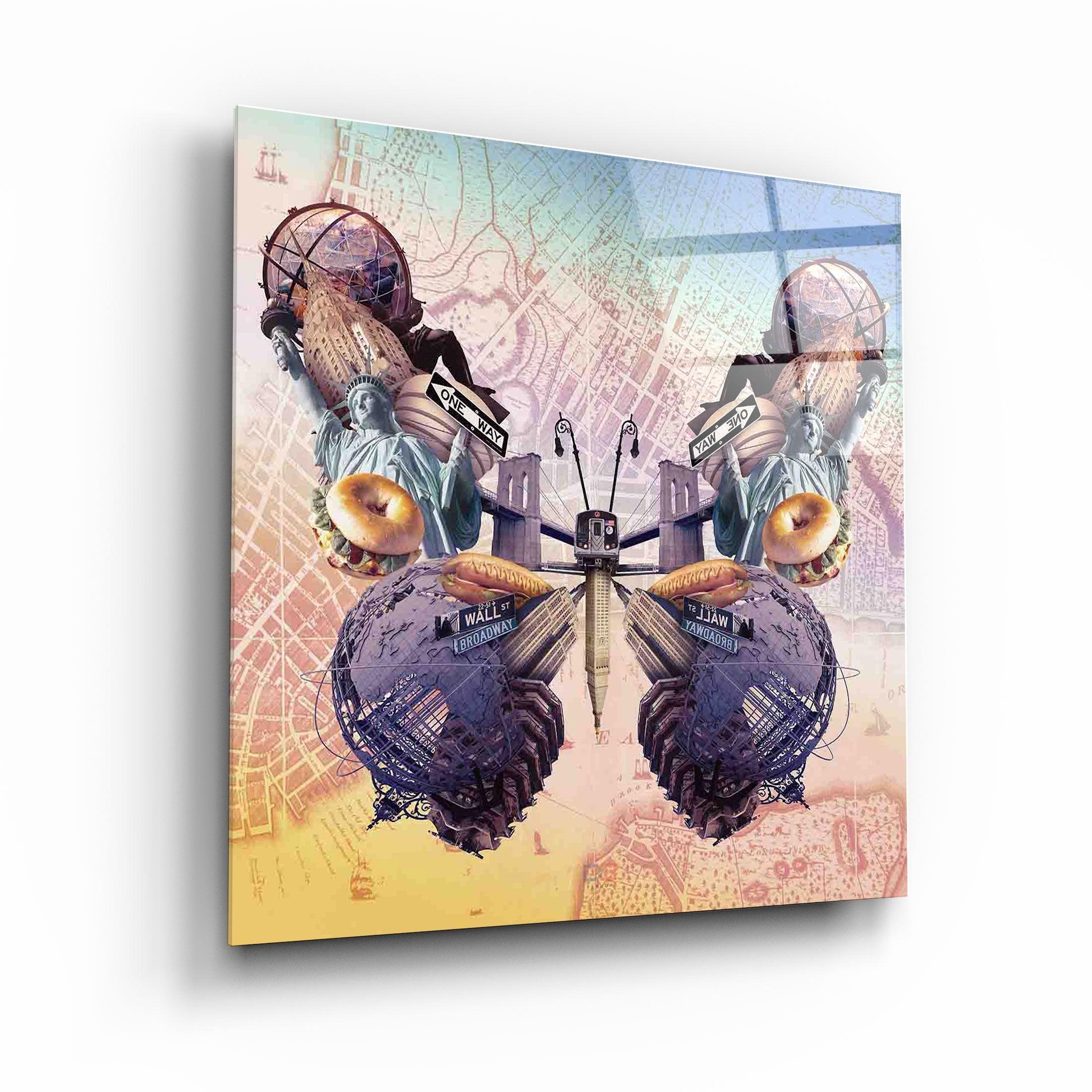 ・"Butterfly NYC"・Designers Collection Glass Wall Art - ArtDesigna Glass Printing Wall Art