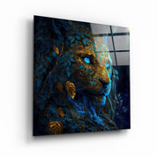 ."Majestic Blue-Eyed Leopard". Secret World Collection Glass Wall Art - ArtDesigna Glass Printing Wall Art