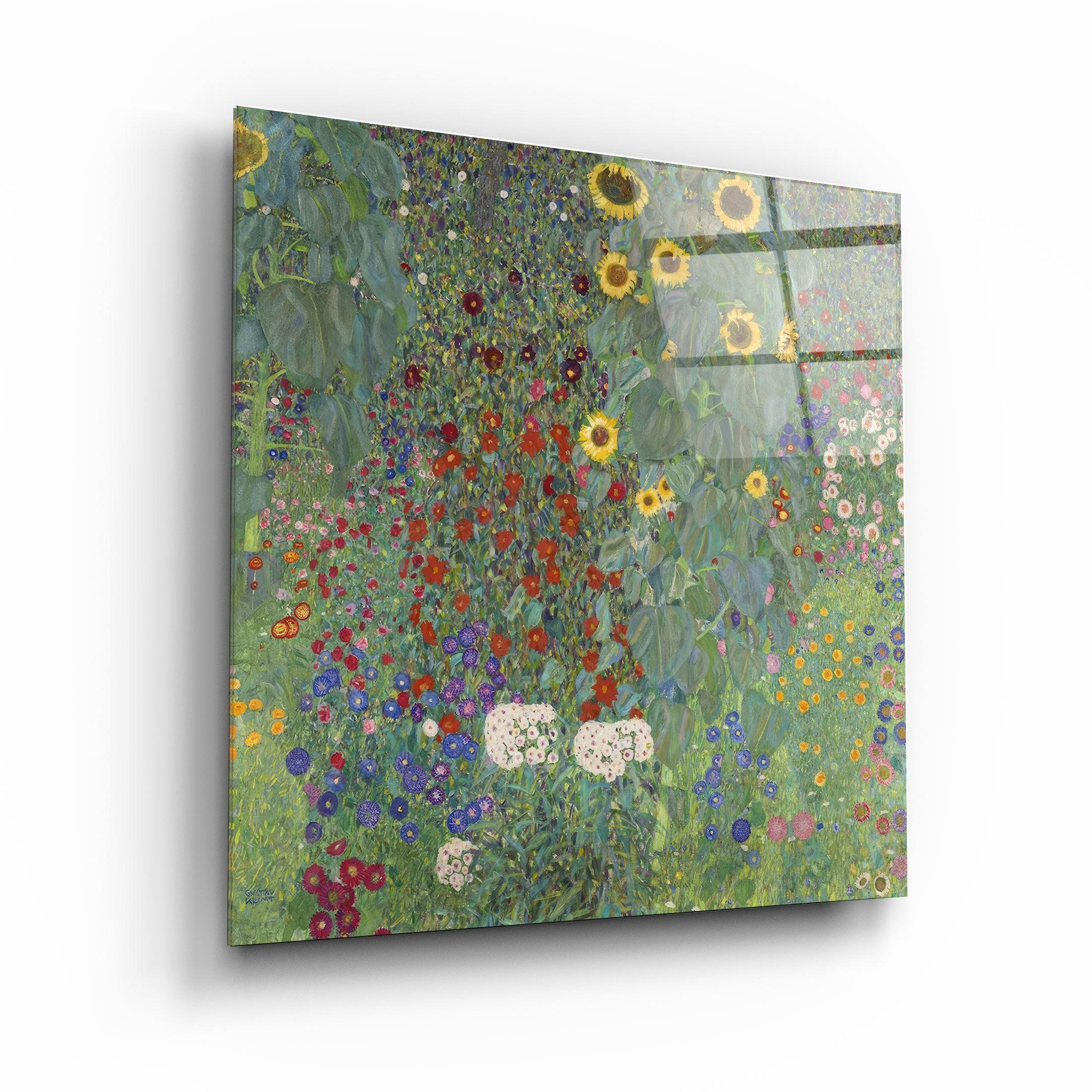 ."Gustav Klimt's Farm Garden with Sunflowers (1907)". Glass Wall Art - ArtDesigna Glass Printing Wall Art