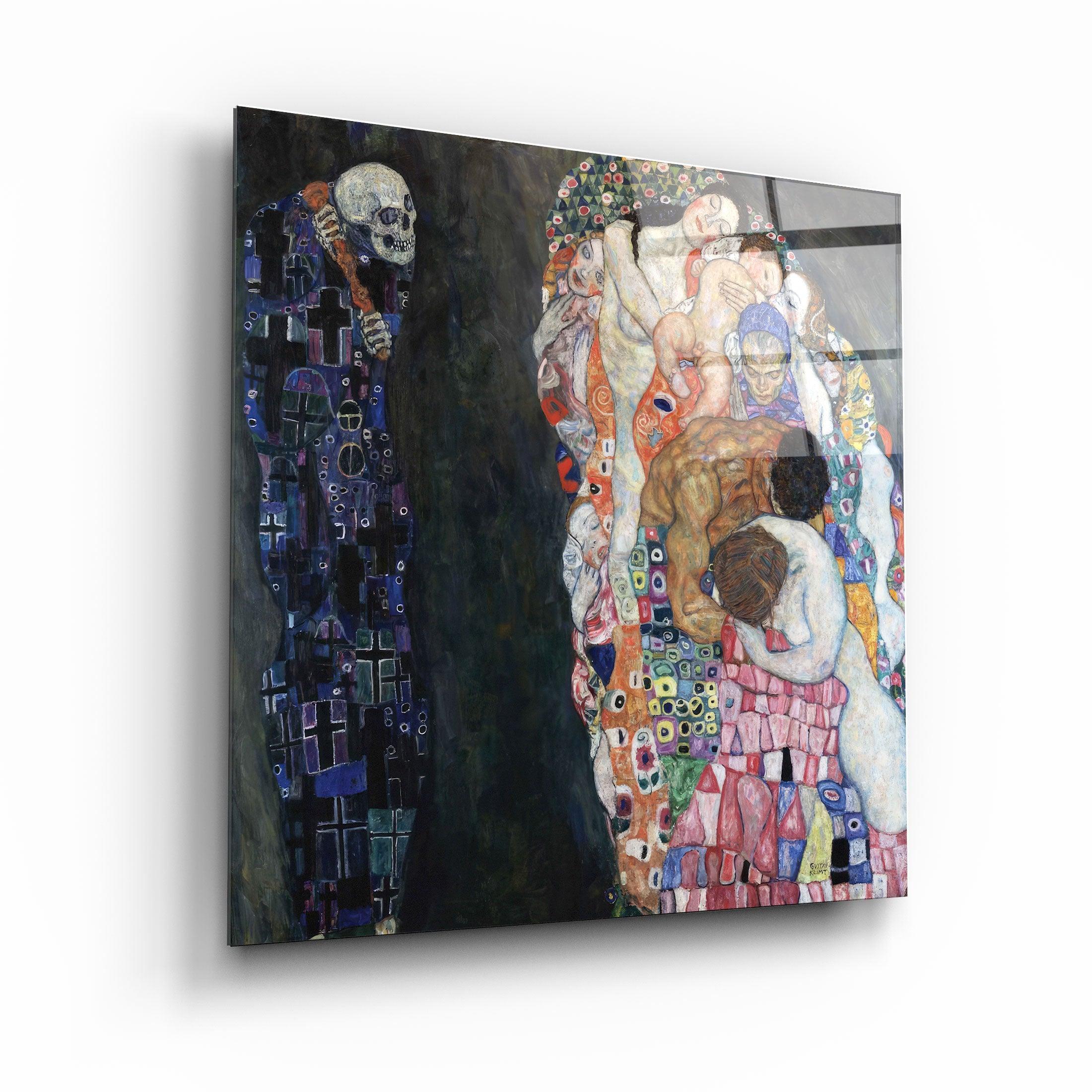 ."Gustav Klimt's Death and Life (1910-1915)". Glass Wall Art - ArtDesigna Glass Printing Wall Art