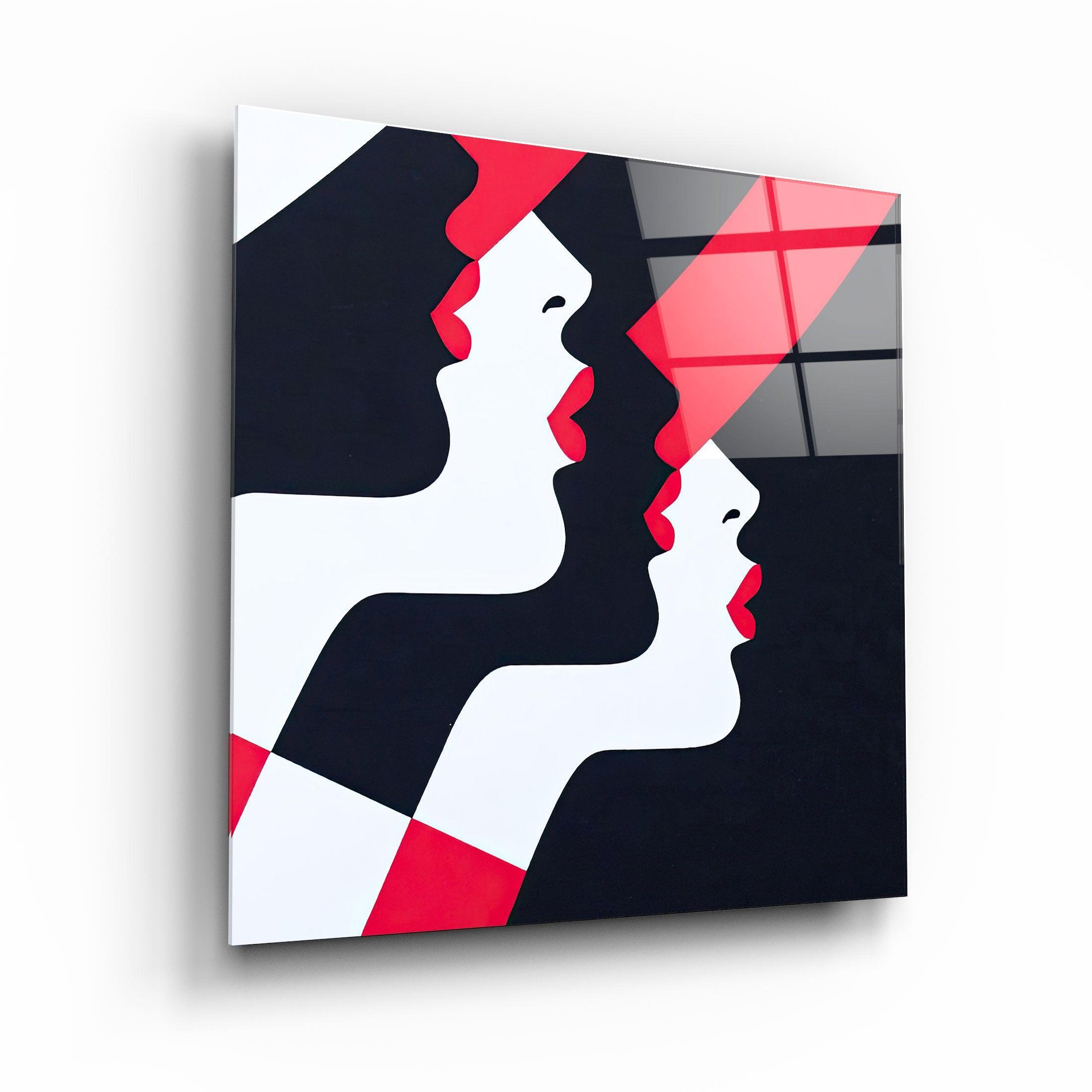 ."Retro Hats and Red Lips". Contemporary Collection Glass Wall Art - ArtDesigna Glass Printing Wall Art