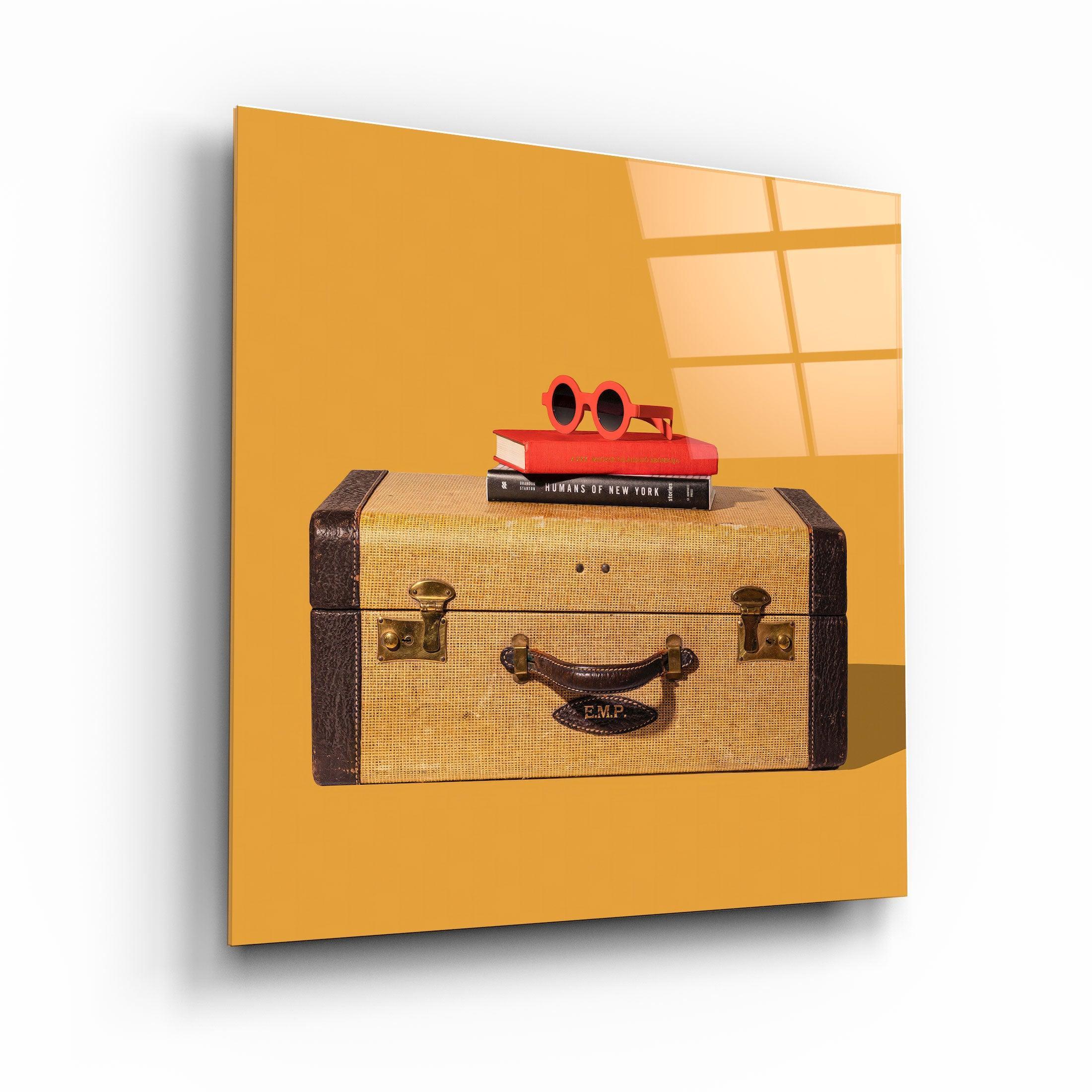 ."Retro Suitcase". Contemporary Collection Glass Wall Art - ArtDesigna Glass Printing Wall Art