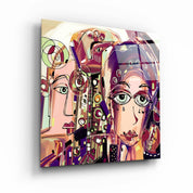 ."Faces Illustration-Abstract". Designer's Collection Glass Wall Art - ArtDesigna Glass Printing Wall Art