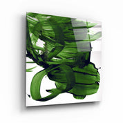 ."Green Abstract Brush Strokes". Designer's Collection Glass Wall Art - ArtDesigna Glass Printing Wall Art