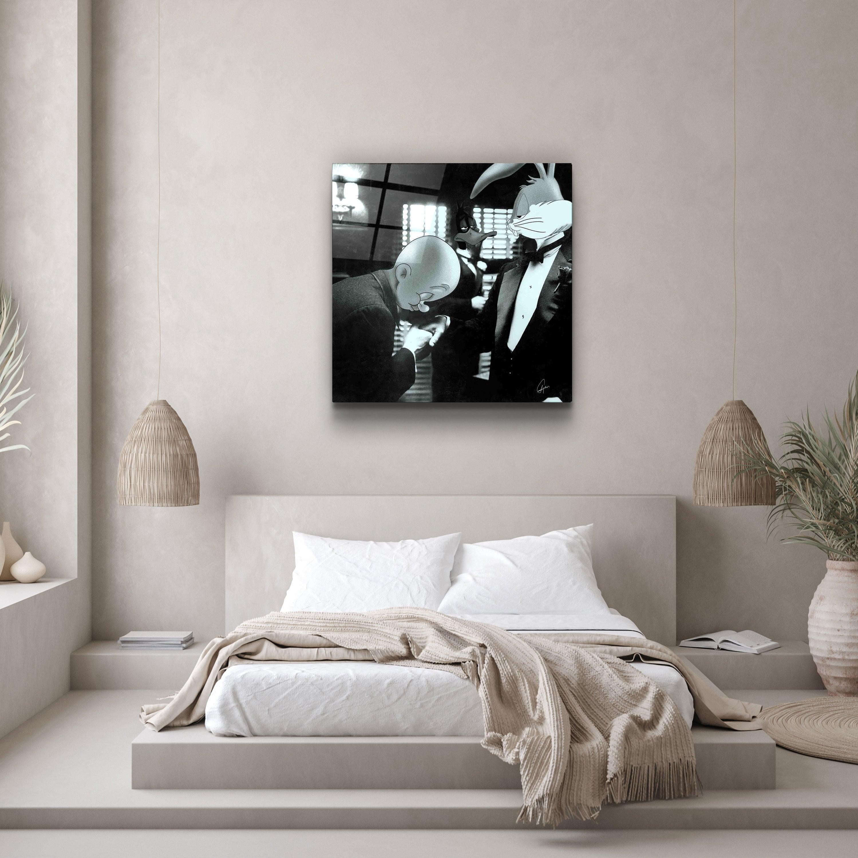 ・"Don Bunny - GodFather"・Designers Collection Glass Wall Art - ArtDesigna Glass Printing Wall Art