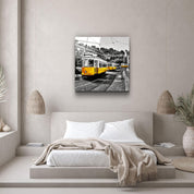 ・"Lisbon Yellow Tram"・Glass Wall Art - ArtDesigna Glass Printing Wall Art