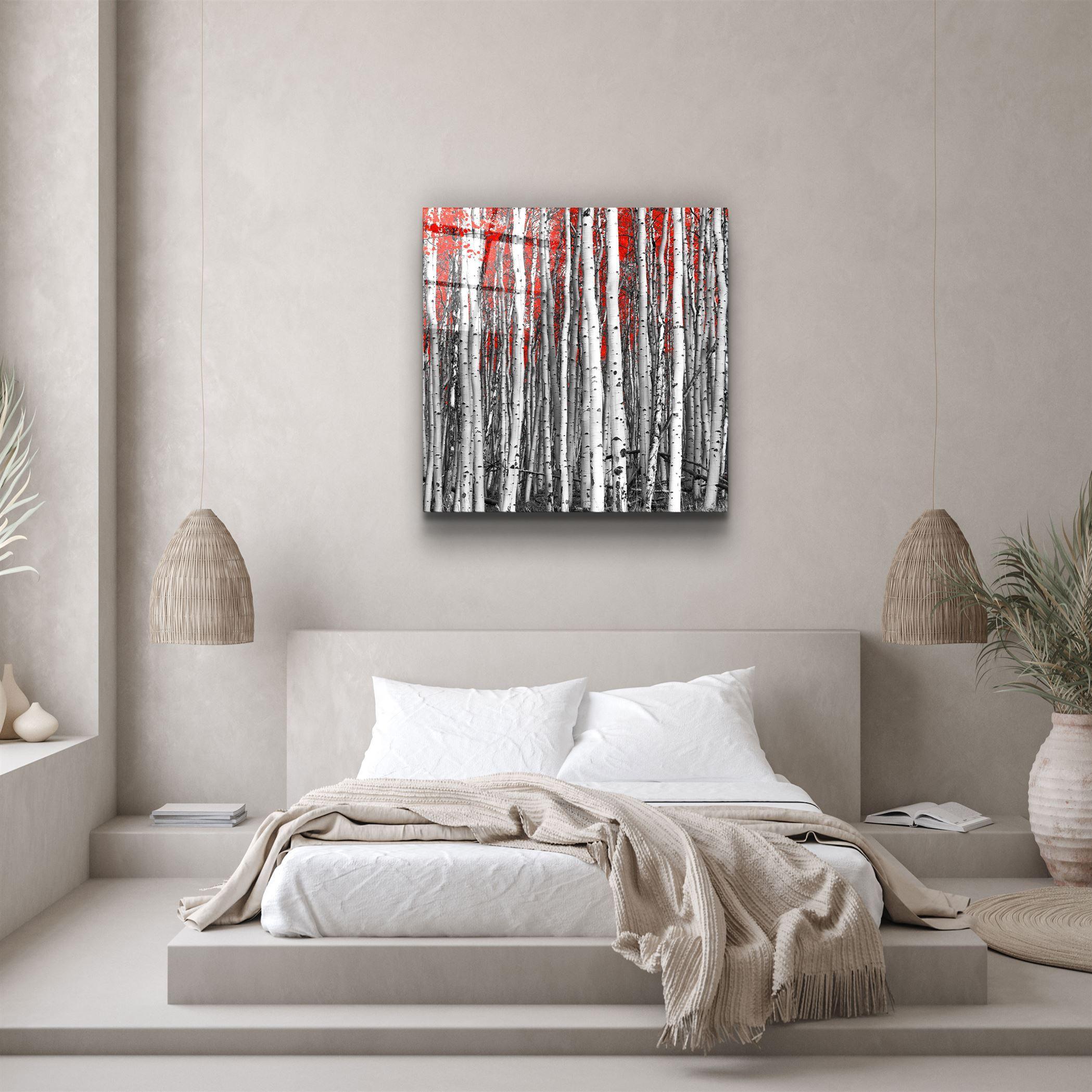 ・"Red Forest"・Glass Wall Art - ArtDesigna Glass Printing Wall Art