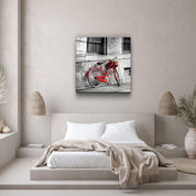 ・"Red Bicycle"・Glass Wall Art - ArtDesigna Glass Printing Wall Art