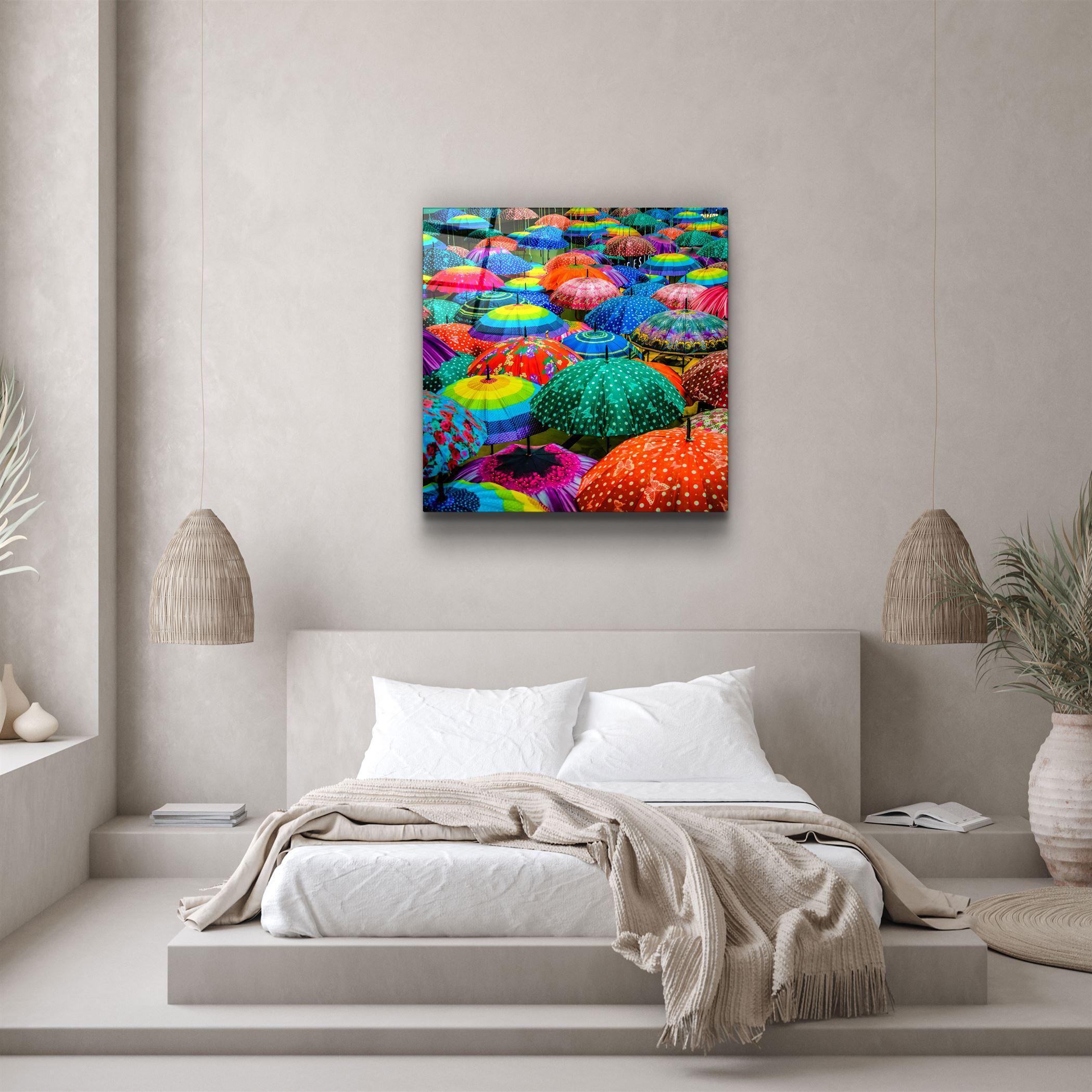 ・"Colorful Umbrellas"・Glass Wall Art - ArtDesigna Glass Printing Wall Art