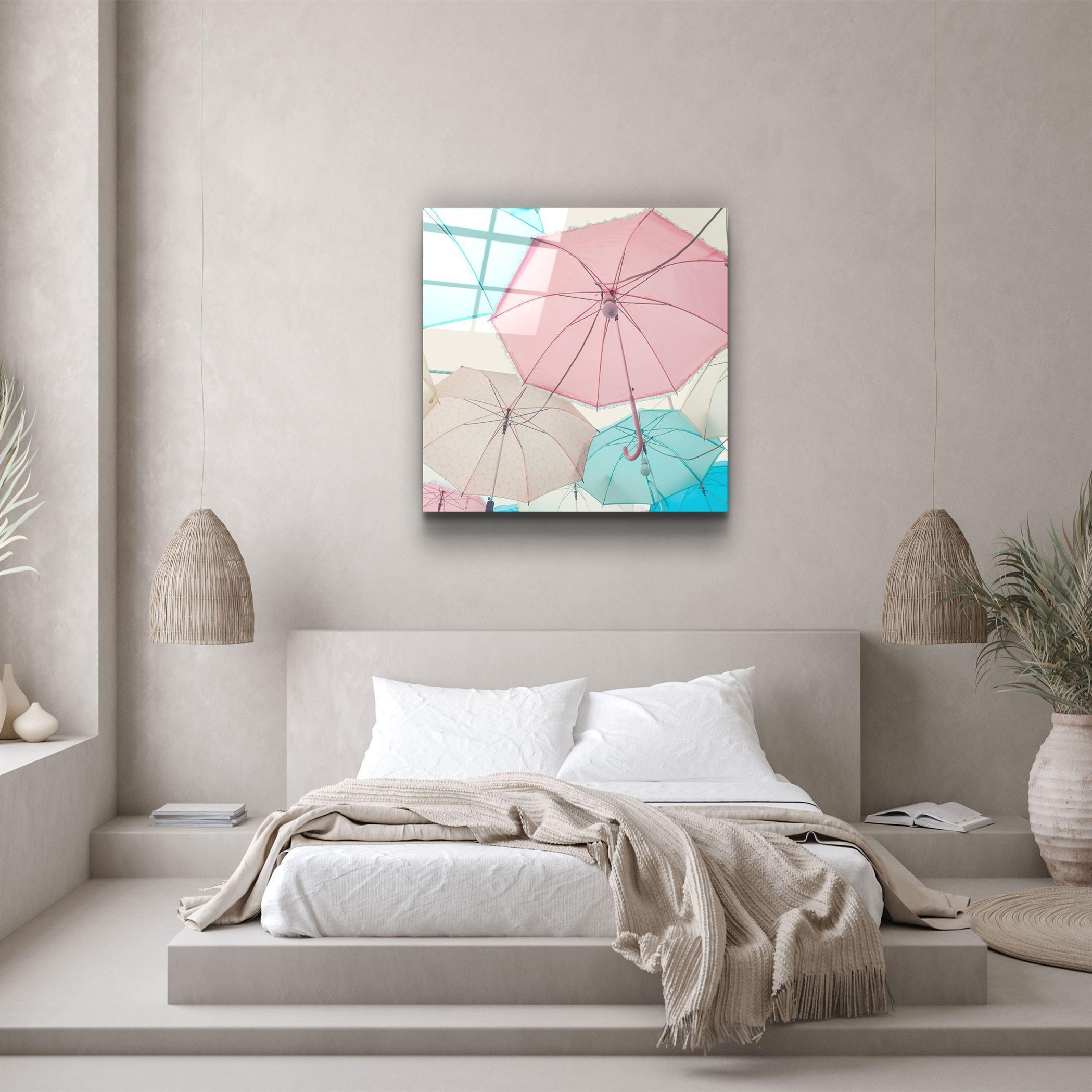 ・"Colorful Umbrellas"・Glass Wall Art - ArtDesigna Glass Printing Wall Art