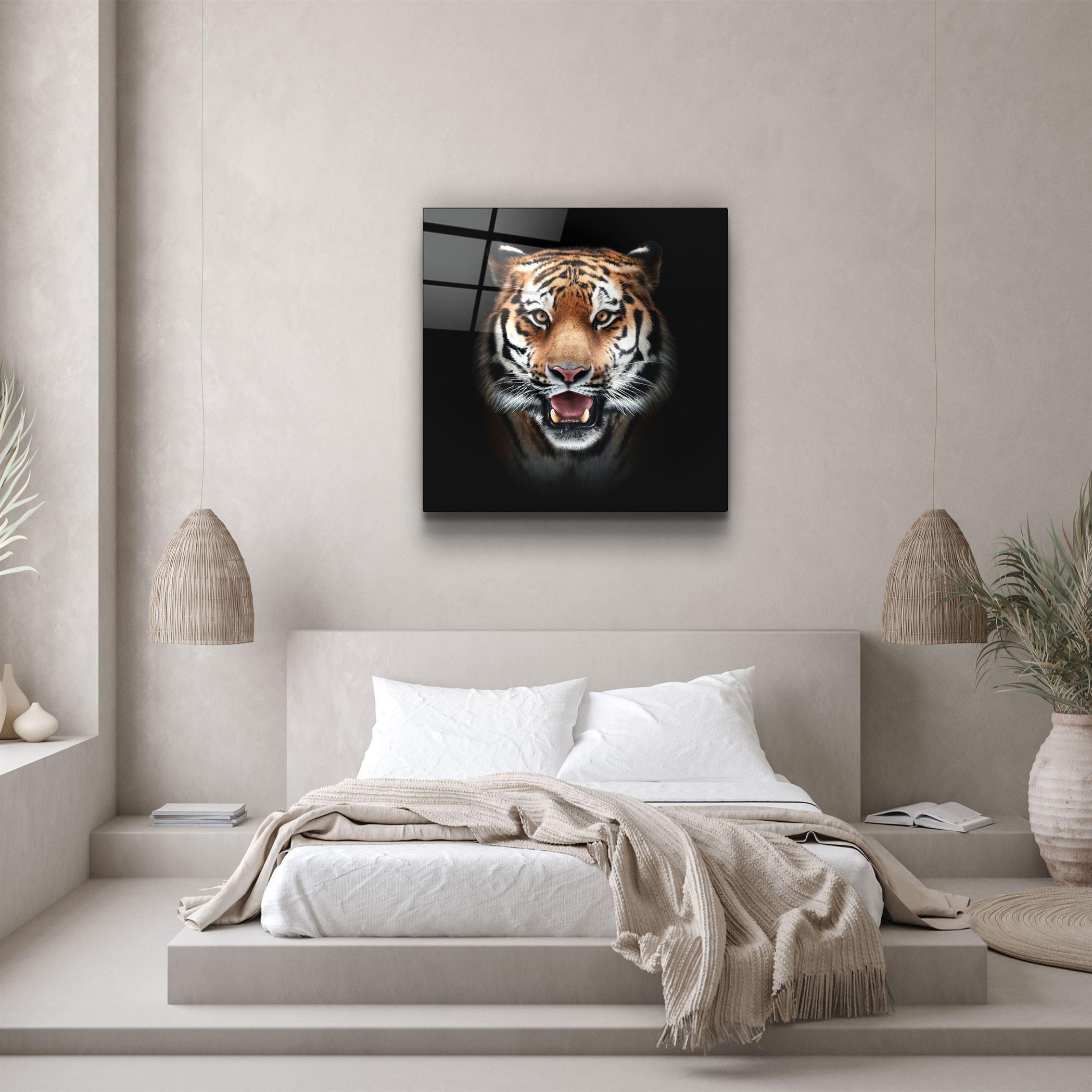 Tiger's Gaze | Glass Wall Art - Artdesigna