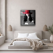 ・"Woman in Red Hat"・Glass Wall Art - ArtDesigna Glass Printing Wall Art