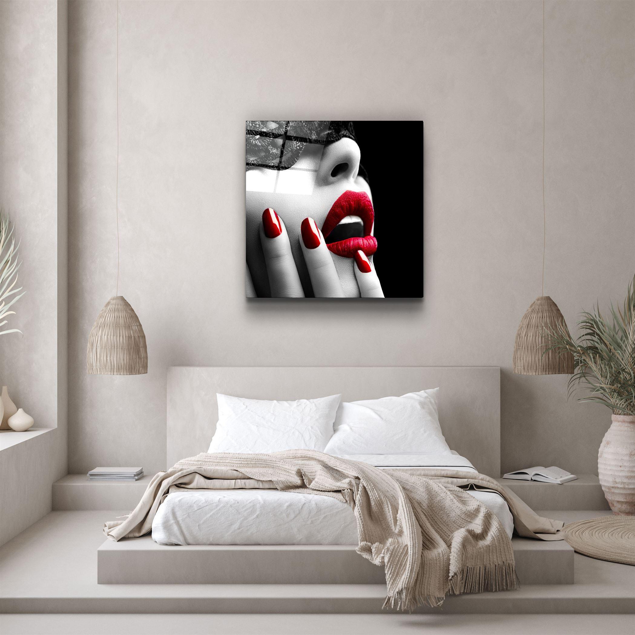 ・"Red Lips"・Glass Wall Art - ArtDesigna Glass Printing Wall Art