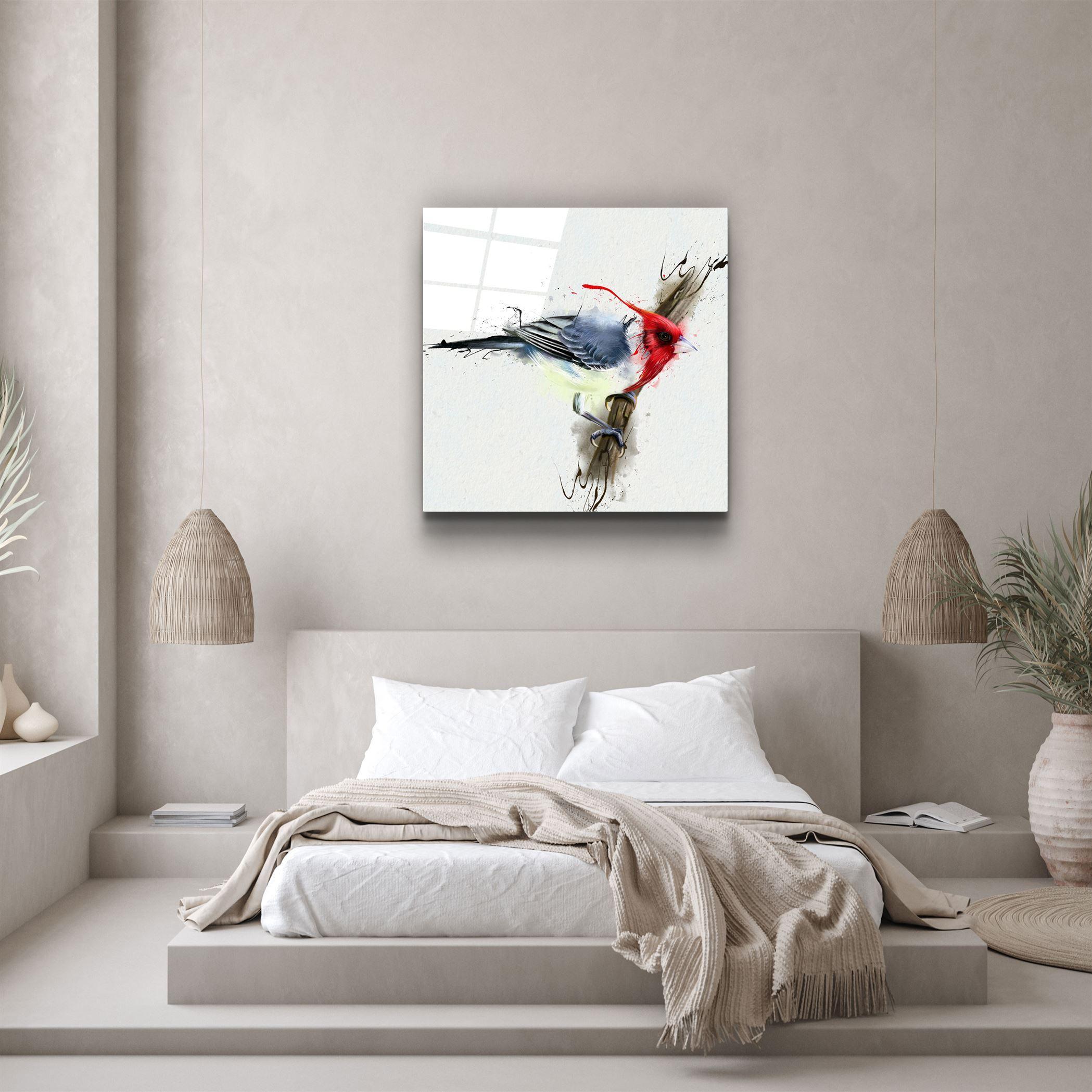 ・"Red Bird"・Glass Wall Art - ArtDesigna Glass Printing Wall Art