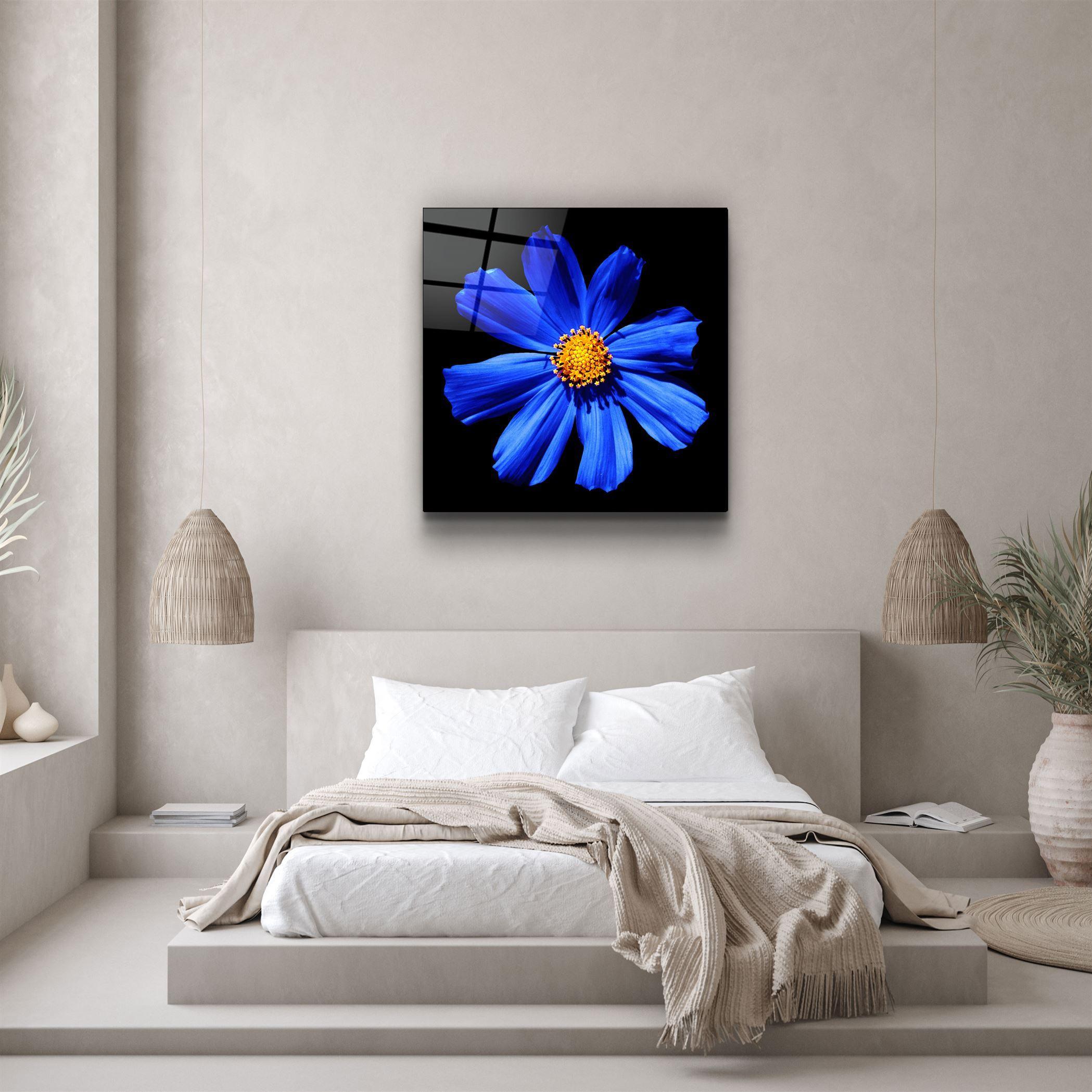・"Blue Flower"・Glass Wall Art - ArtDesigna Glass Printing Wall Art