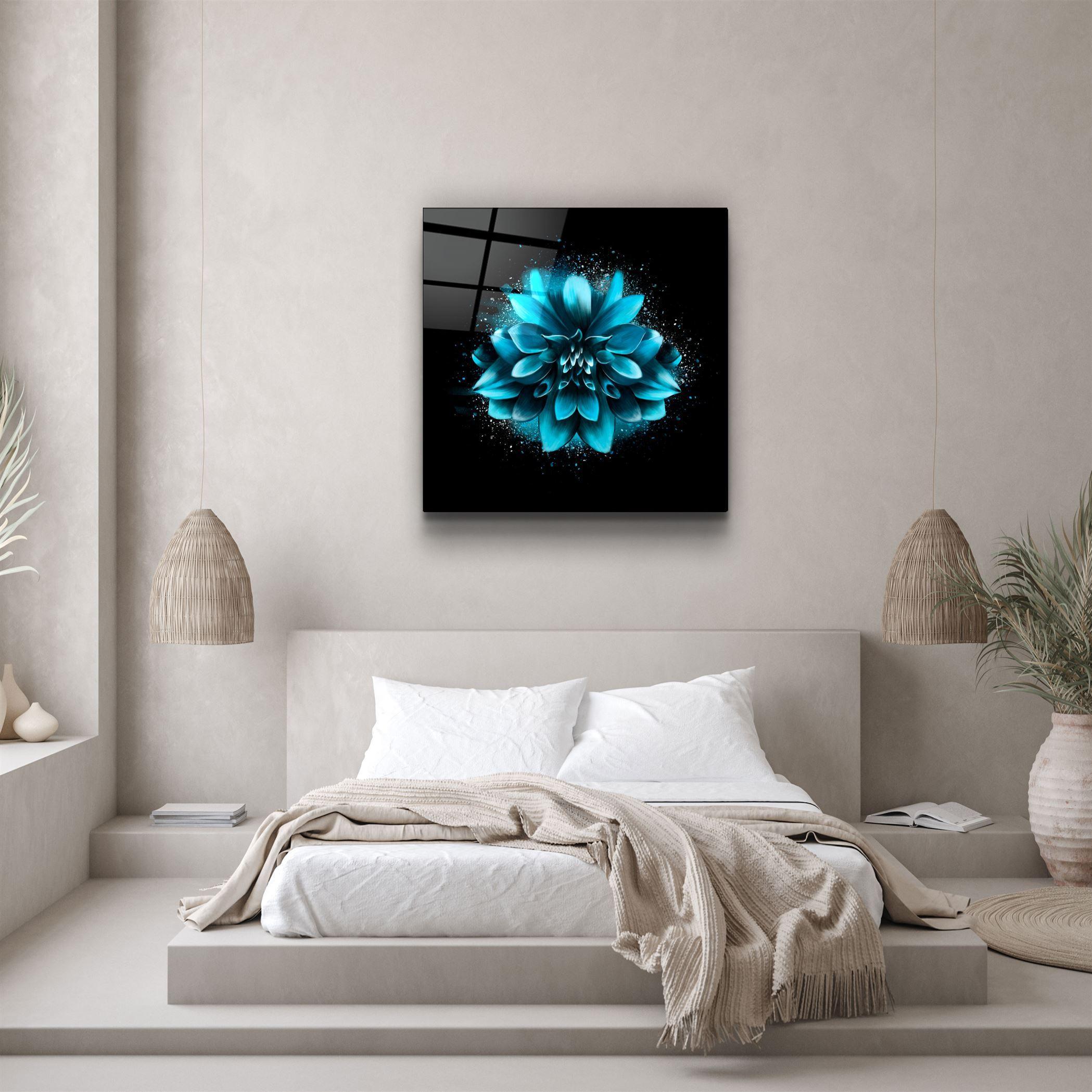 ・"Blue Flower"・Glass Wall Art - ArtDesigna Glass Printing Wall Art