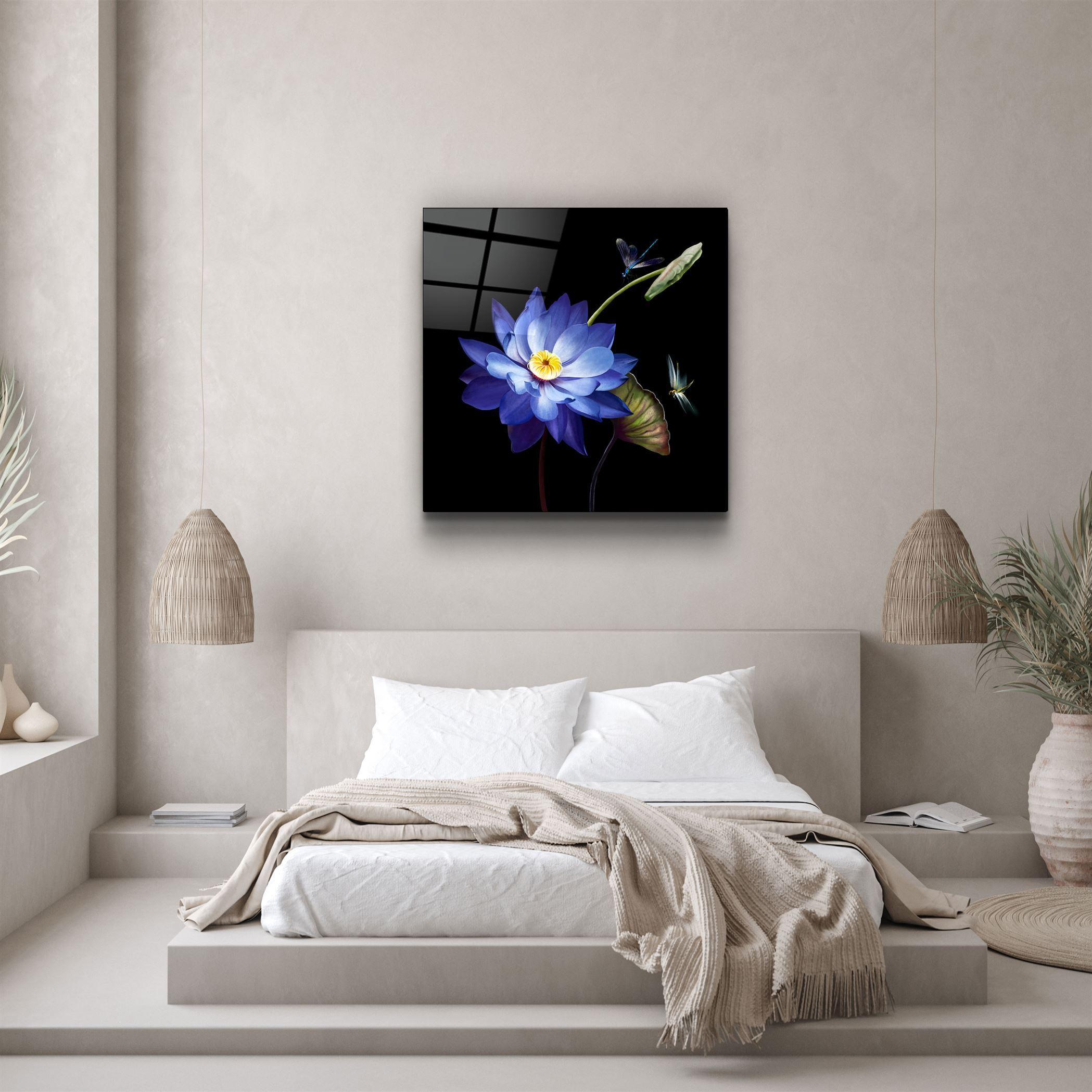 ・"Blue Flower"・Glass Wall Art - ArtDesigna Glass Printing Wall Art