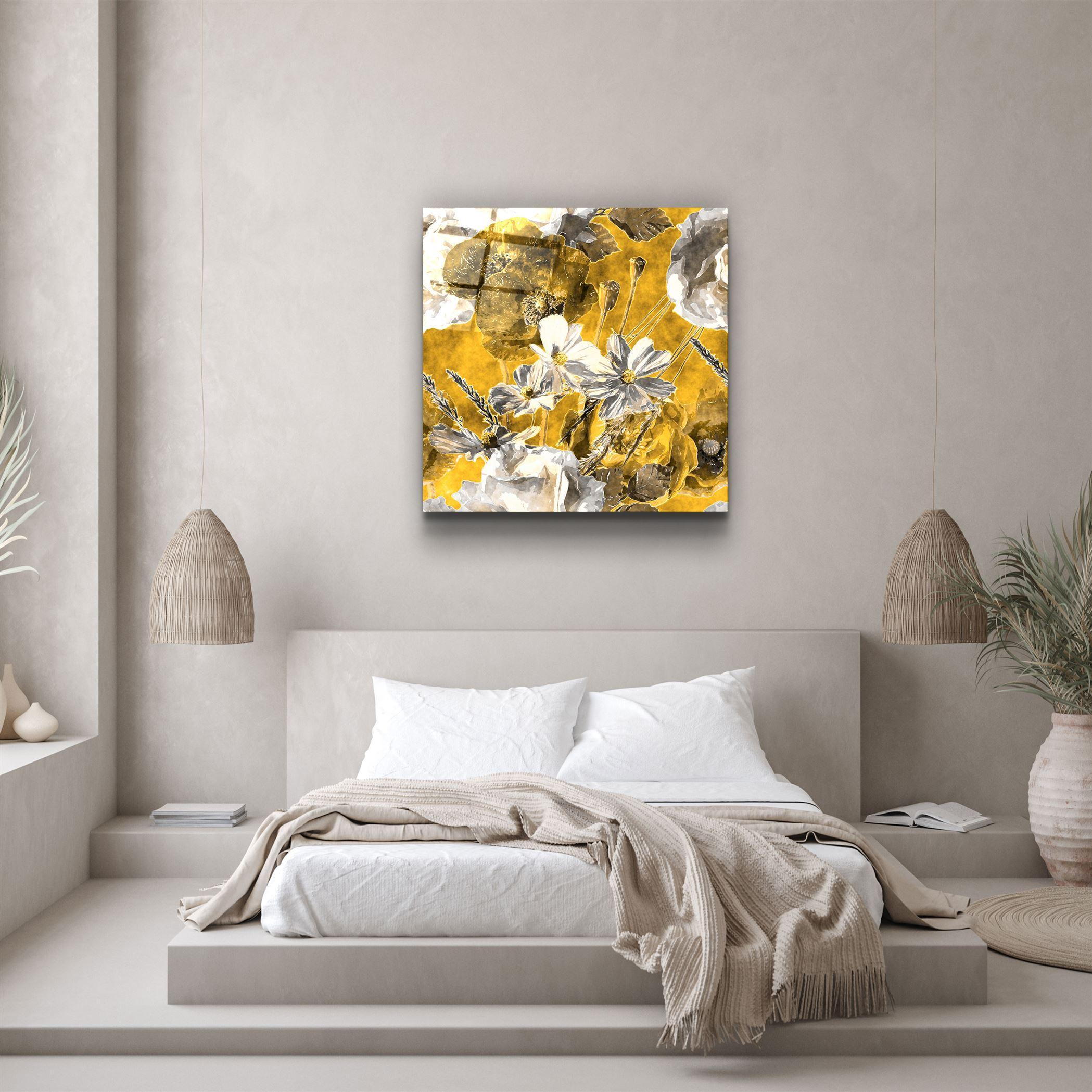 ・"Yellow Flowers"・Glass Wall Art - ArtDesigna Glass Printing Wall Art