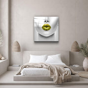 ・"Yellow Lips"・Glass Wall Art - ArtDesigna Glass Printing Wall Art