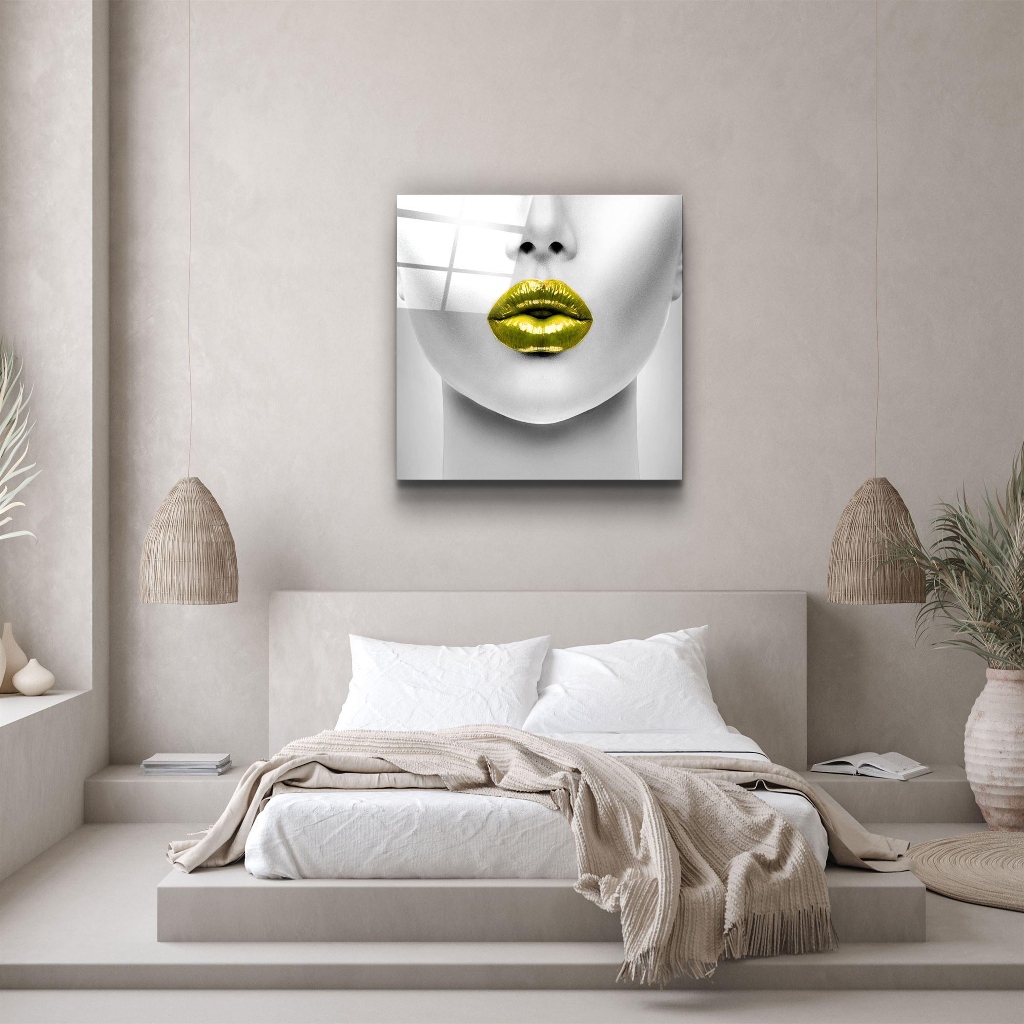 ・"Yellow Lips"・Glass Wall Art - ArtDesigna Glass Printing Wall Art