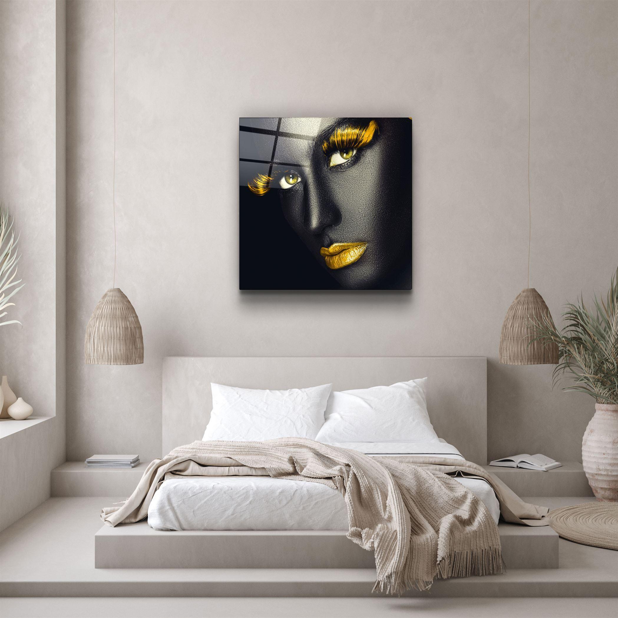 ・"Yellow Lips and Eyes"・Glass Wall Art - ArtDesigna Glass Printing Wall Art