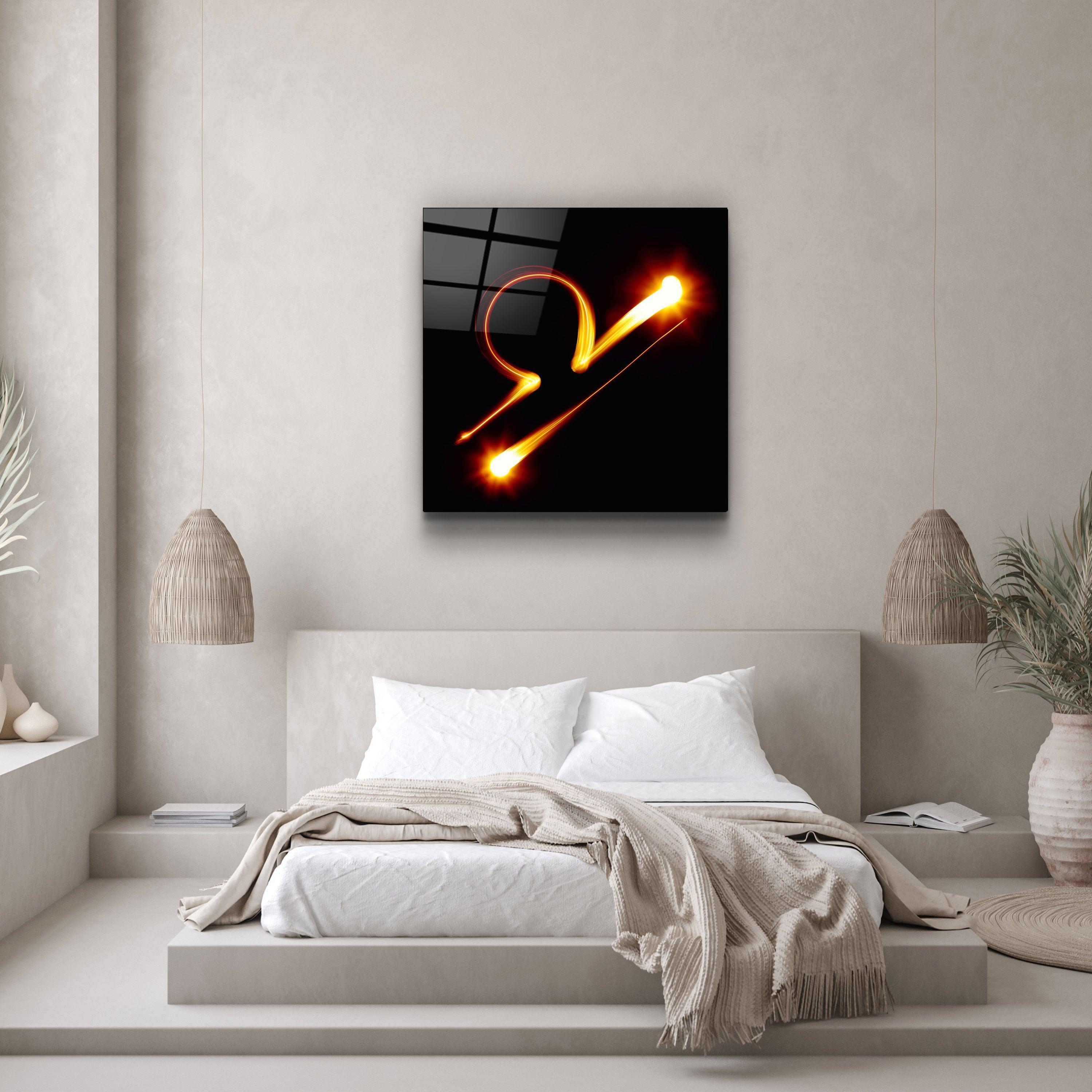 Zodiac Symbols in Black Glass Wall Art - Artdesigna