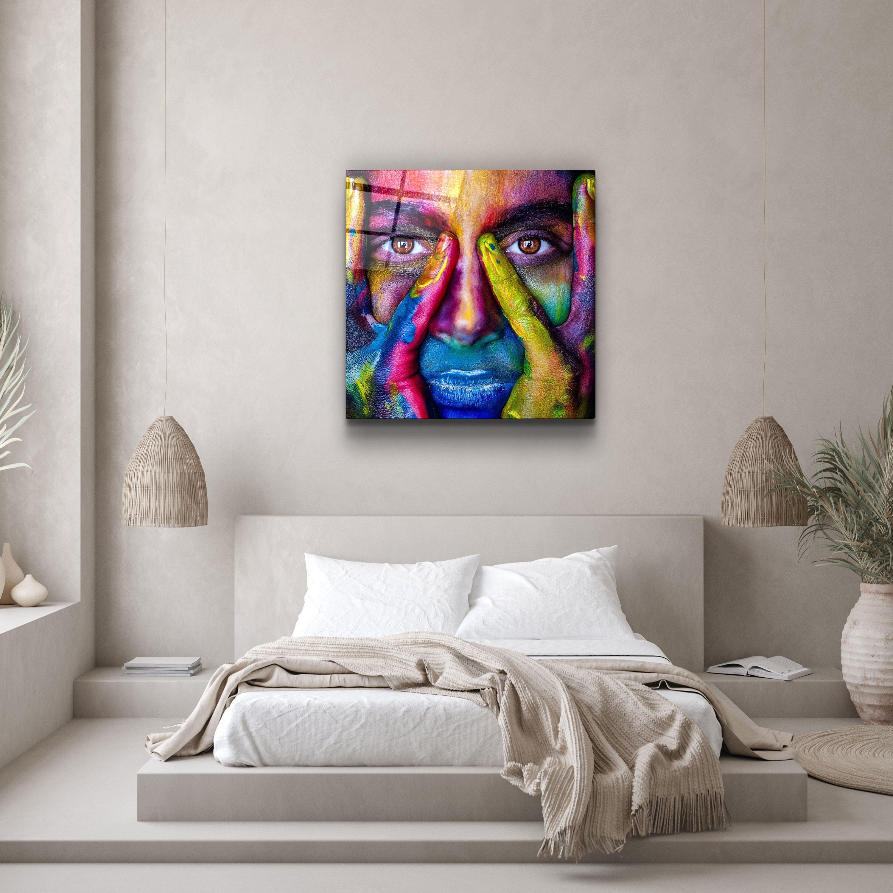 ・"Abstract Colorful Face"・Glass Wall Art - ArtDesigna Glass Printing Wall Art