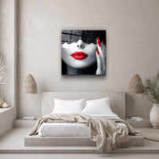 ・"Red Lips and Nails"・Glass Wall Art - ArtDesigna Glass Printing Wall Art
