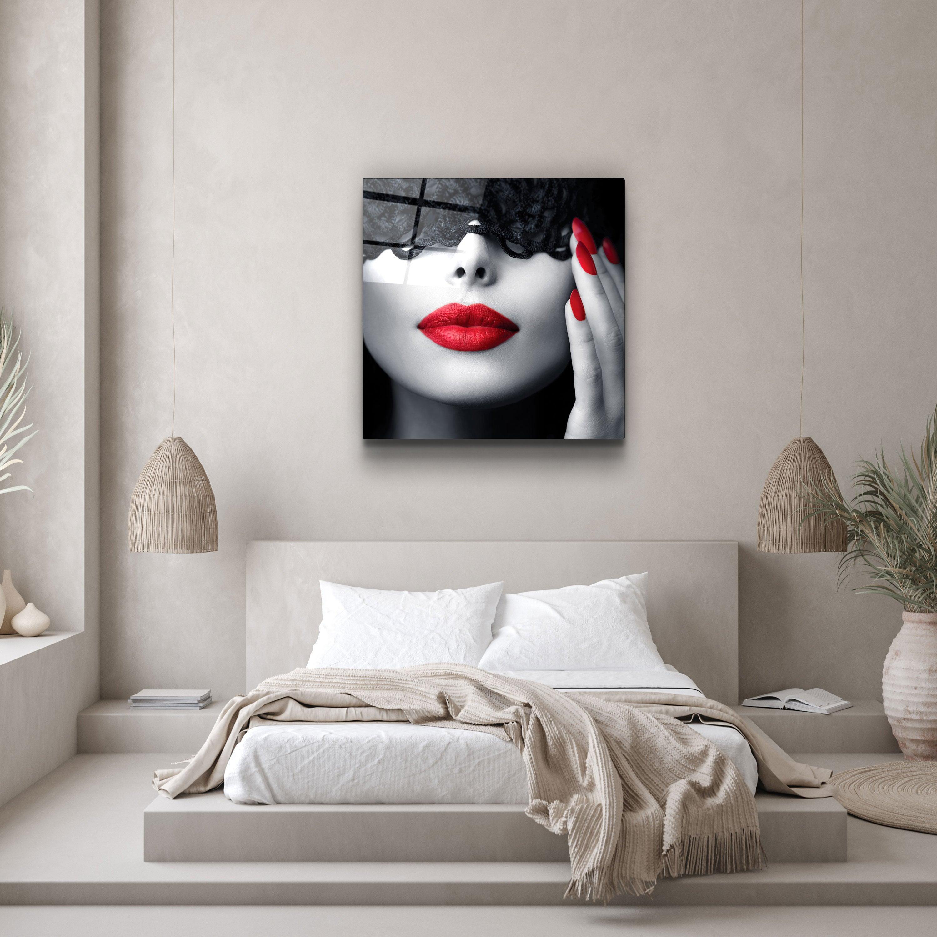 ・"Red Lips and Nails"・Glass Wall Art - ArtDesigna Glass Printing Wall Art