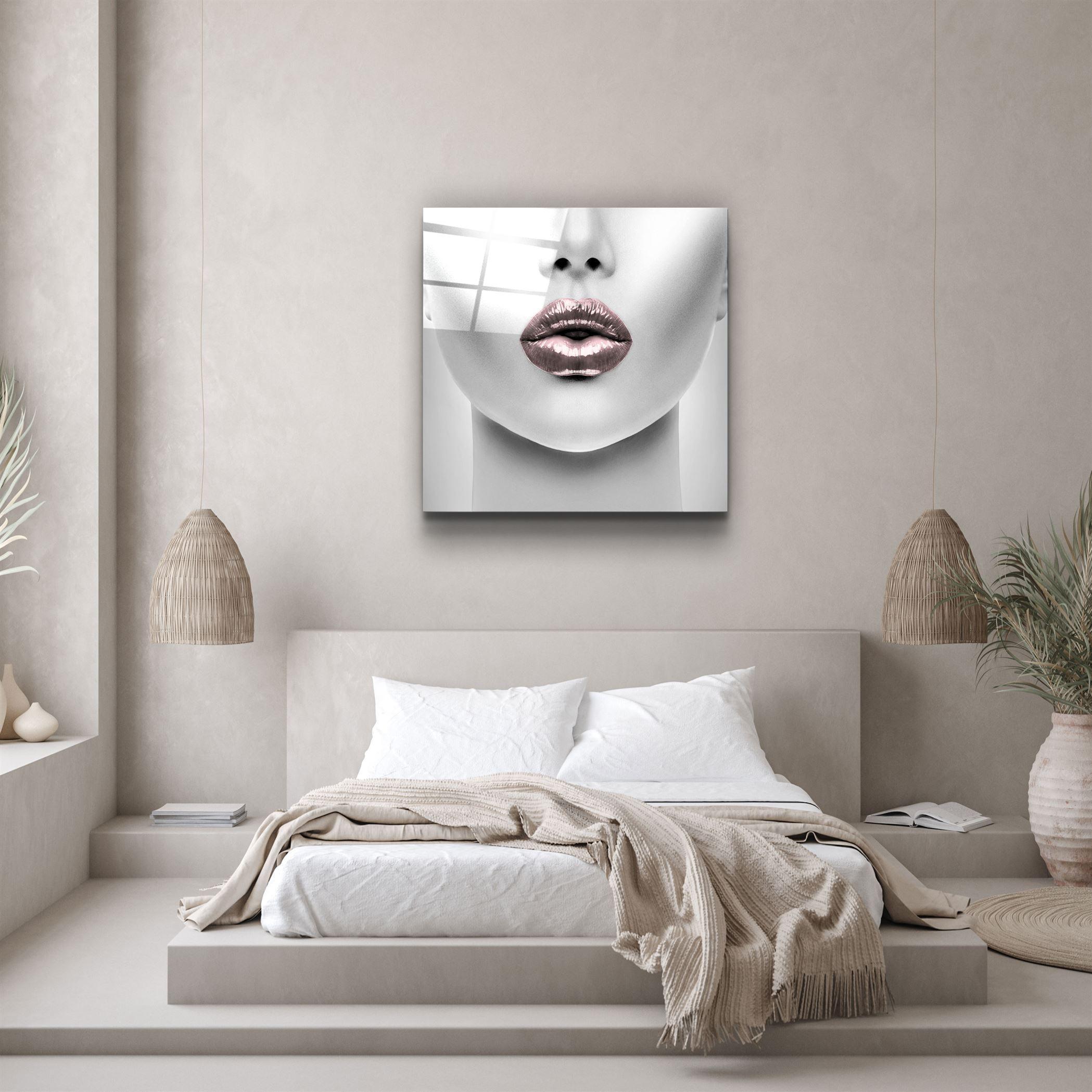・"Pink Lips"・Glass Wall Art - ArtDesigna Glass Printing Wall Art