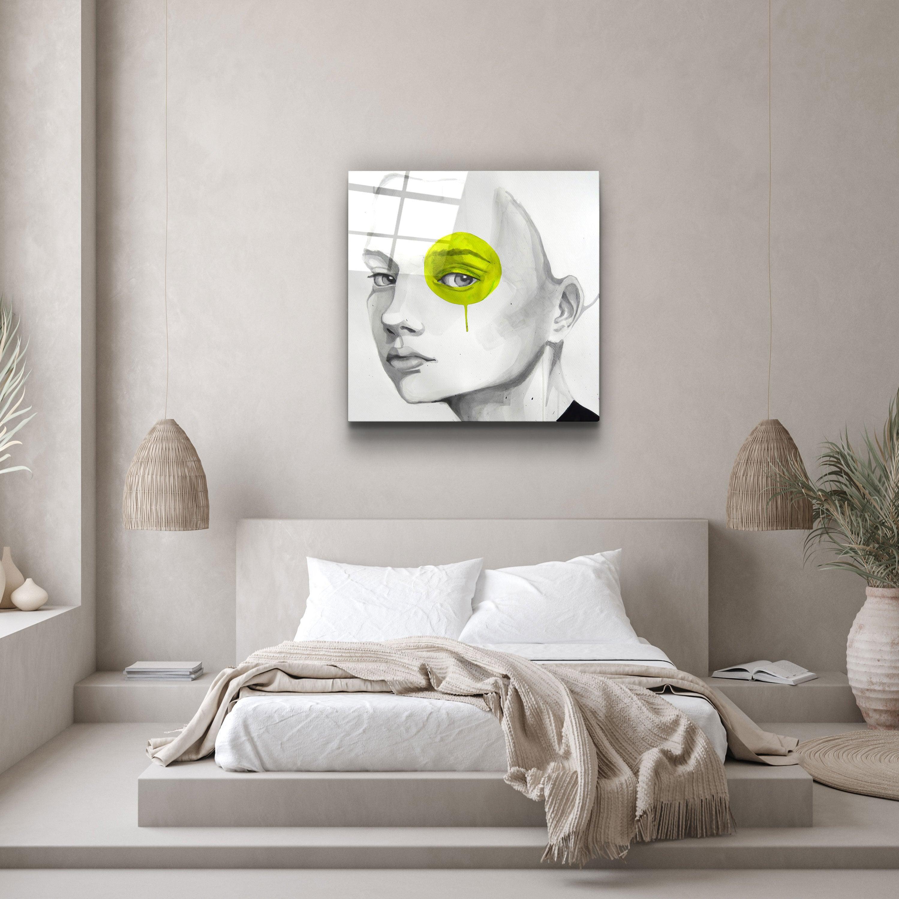 ・"Yellow Eye"・Glass Wall Art - ArtDesigna Glass Printing Wall Art