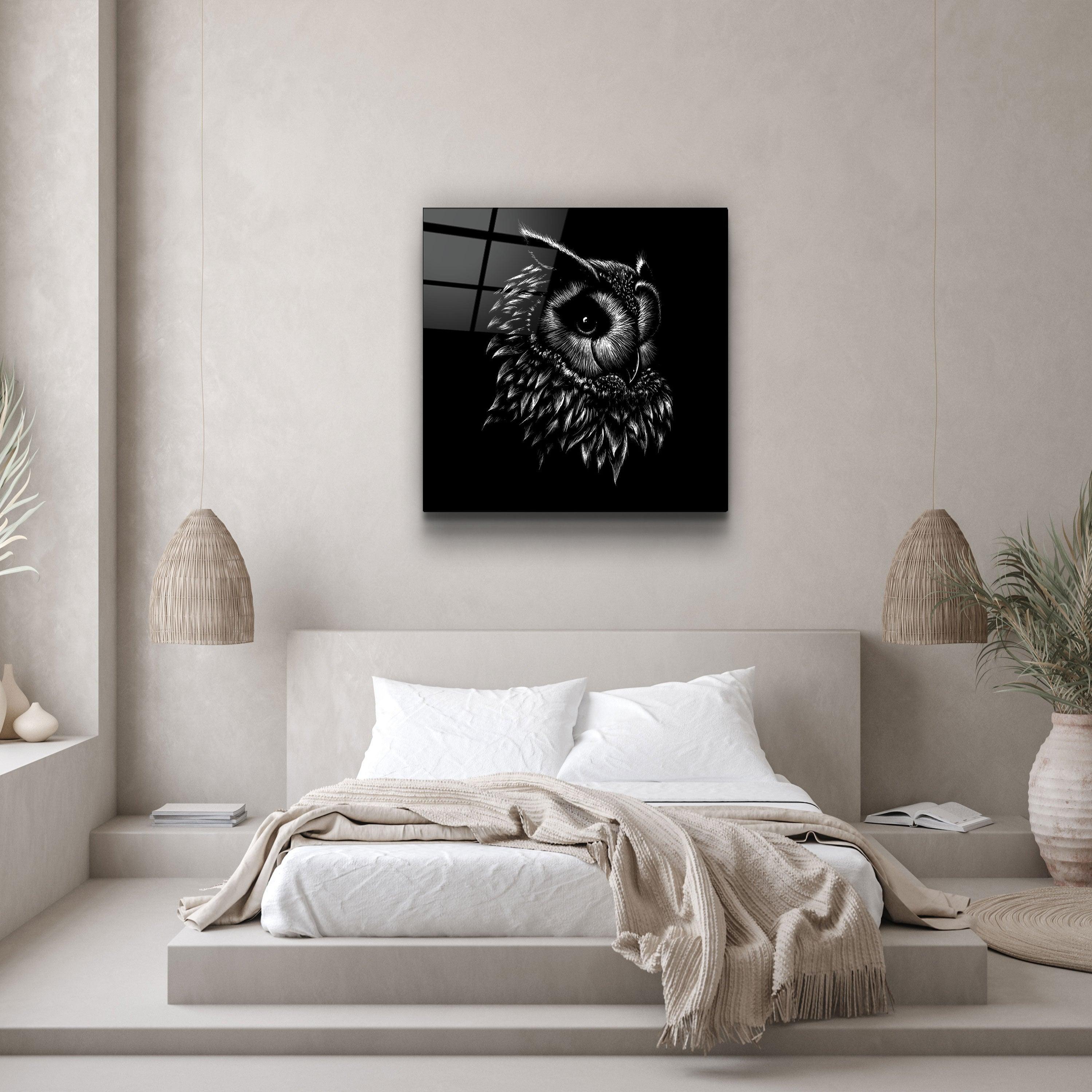 ・"Abstract Black Owl"・Glass Wall Art - ArtDesigna Glass Printing Wall Art