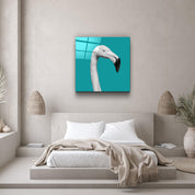 ・"Flamingo - Green"・Glass Wall Art - ArtDesigna Glass Printing Wall Art