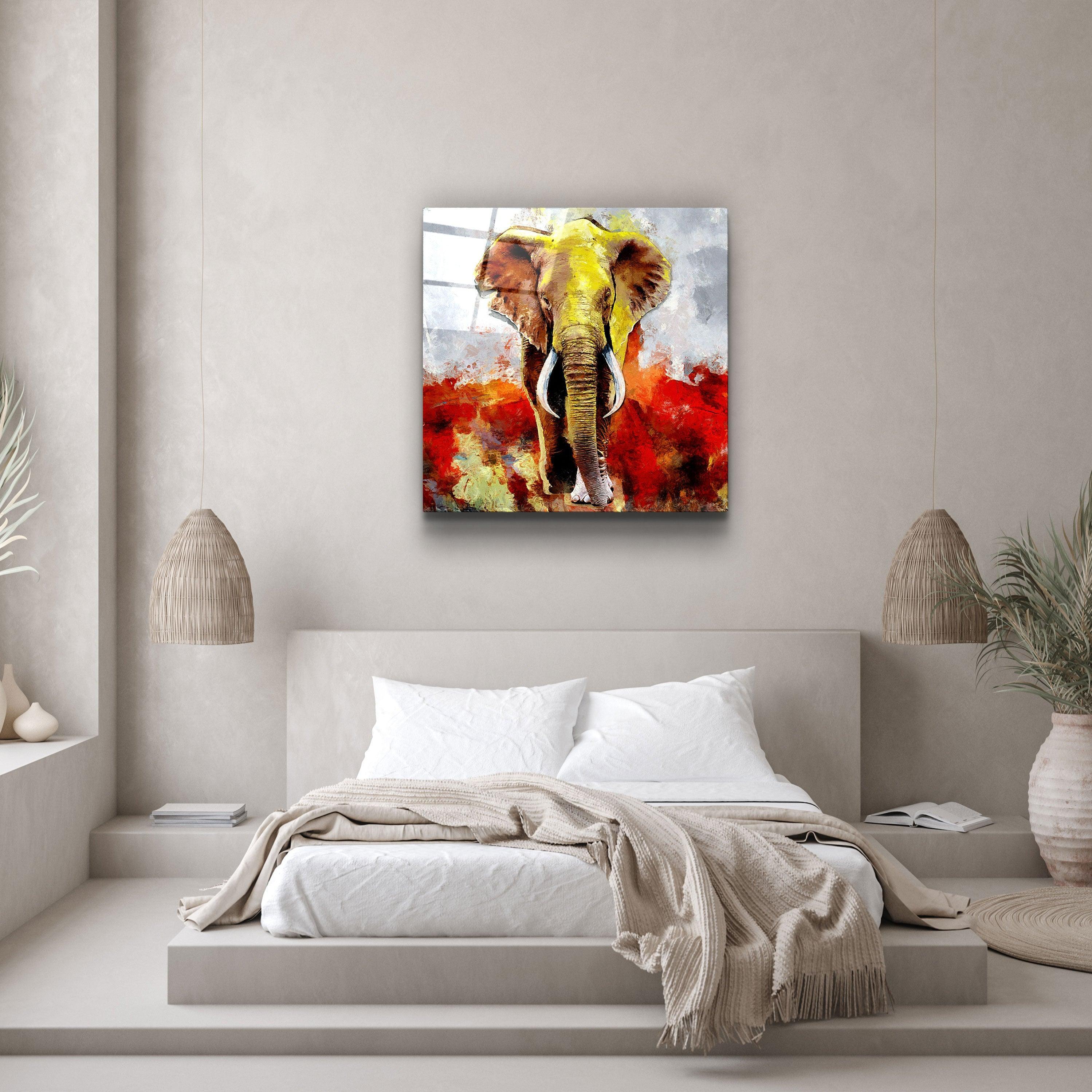 ・"Abstract Colorful Elephant"・Glass Wall Art - ArtDesigna Glass Printing Wall Art
