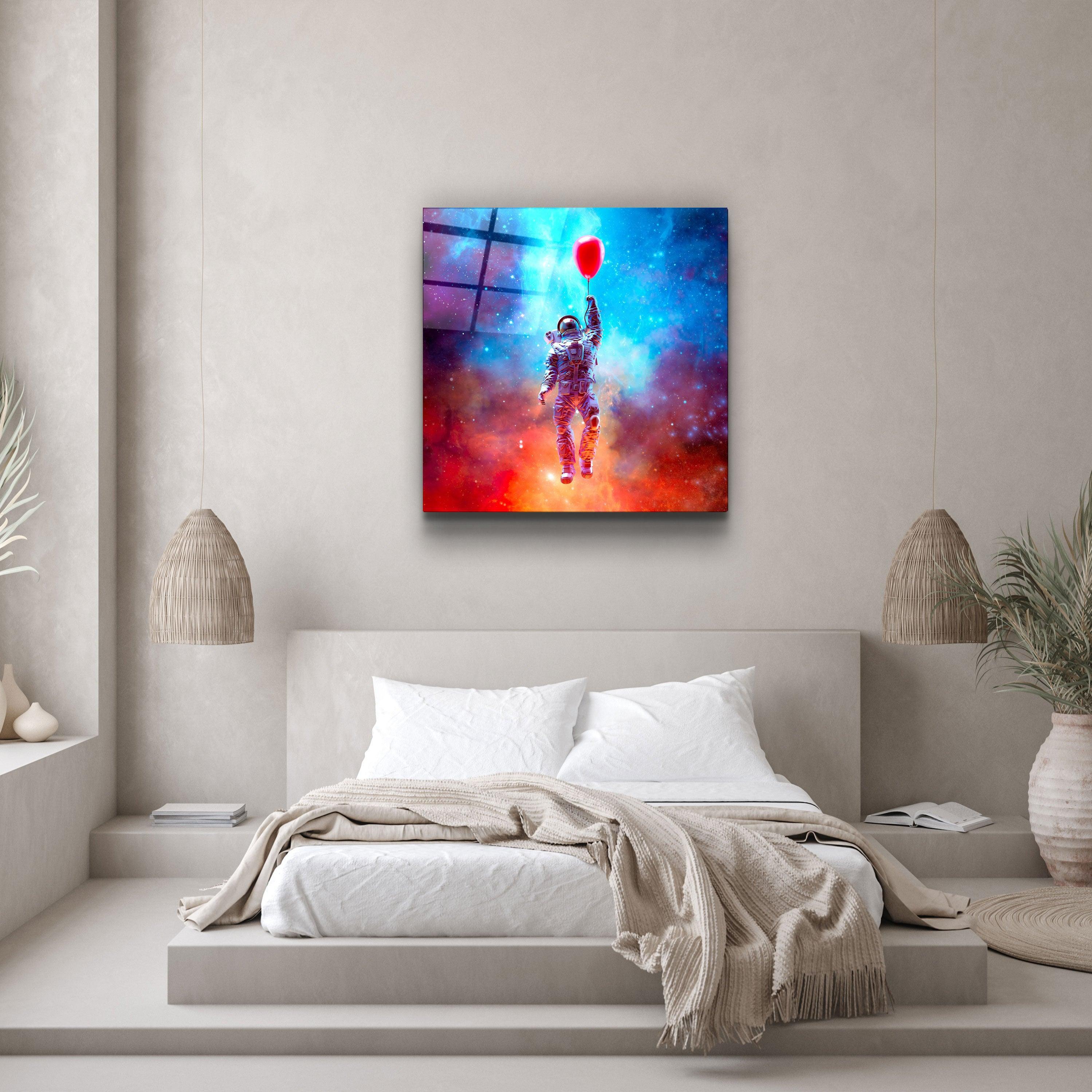 ・"Astronaut in the Sky and Baloon"・Glass Wall Art - ArtDesigna Glass Printing Wall Art