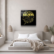 ・"Always Believe in the Impossible-Yellow"・Glass Wall Art - ArtDesigna Glass Printing Wall Art